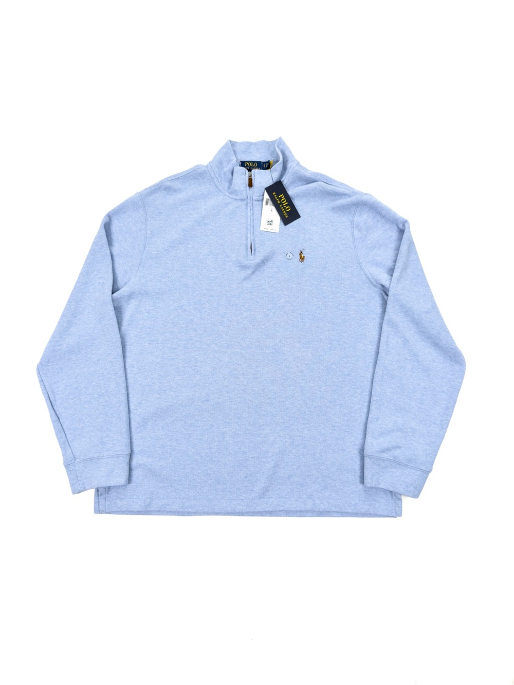 Polo Ralph Lauren Estate-Rib Quarter-Zip Men’s L Pullover Blue Heather NWT